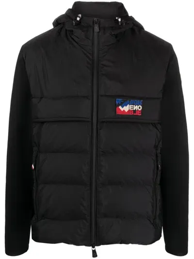 Moncler Quilted-panel Hooded Cardigan In Black