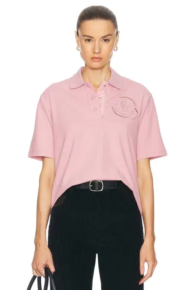 Moncler Short Sleeve Polo Top In Pink