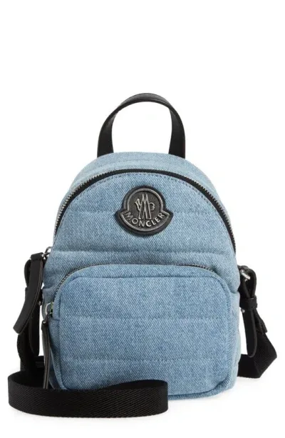 Moncler Kilia Small Crossbody Denim Backpack In Light Blue Denim