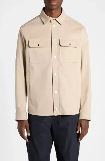 Moncler Stretch Cotton Overshirt In Beige