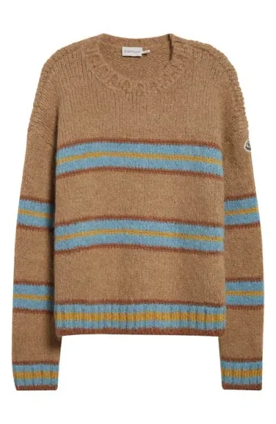 Moncler Stripe Alpaca & Wool Blend Sweater In Beige