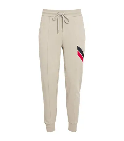 Moncler Striped Cotton-blend Sweatpants In Silver/grey