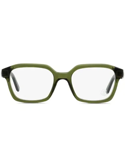 Moncler Translucent Rectangle-frame Glasses In Green