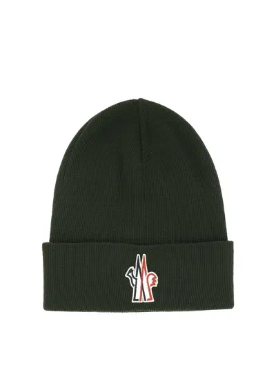 Moncler Tricot Beanie Hats In Green