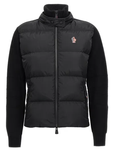 Moncler Two-material Cardigan Sweater, Cardigans Black