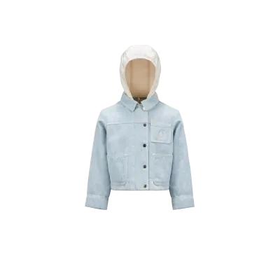 Moncler Kids' Veste En Denim Esbly In Bleu