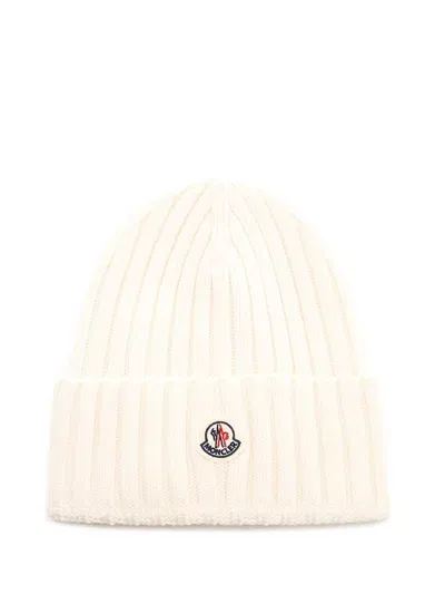 Moncler Virgin Wool Beanie In White