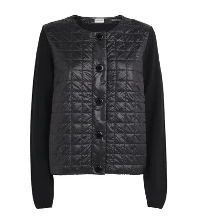 Moncler Virgin Wool-blend Quilted Cardigan In Black