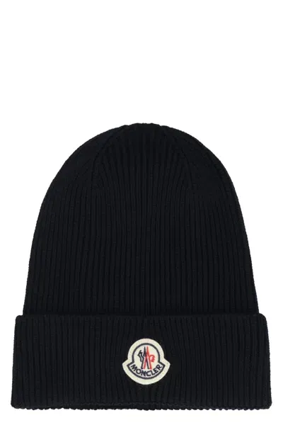 Moncler Virgin Wool Hat In Blue