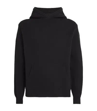 Moncler Virgin Wool Hoodie In Black