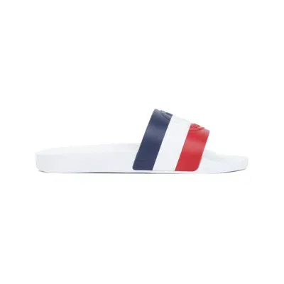 Moncler White Basile Striped Slides