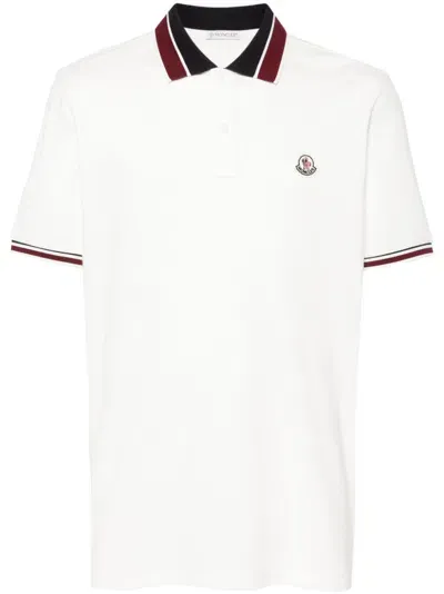 Moncler Poloshirt Mit Logo-patch In White