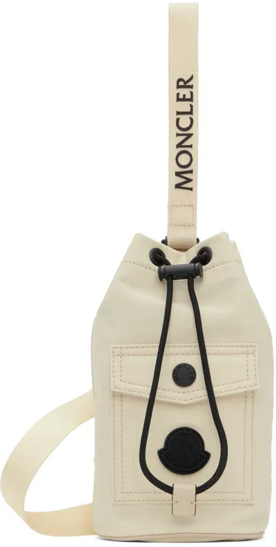 Moncler White Trick Drawstring Pouch In 70 White