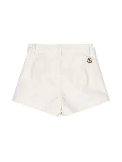 Moncler Kids' Heavy Tech Twill Shorts In White