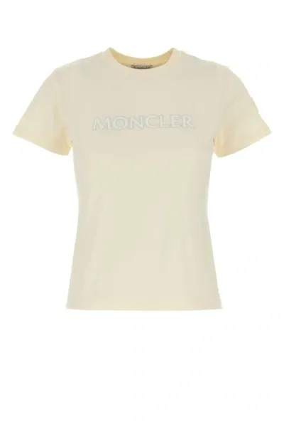 Moncler Woman Ivory Cotton T-shirt In White