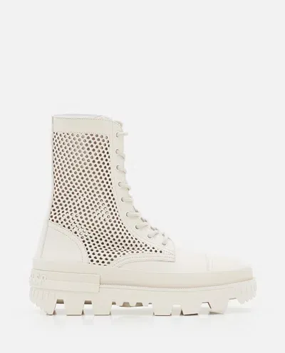 Moncler Carinne Leather Ankle Boots In White