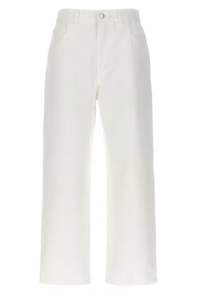 Moncler Women Crop Straight Leg Jeans In White