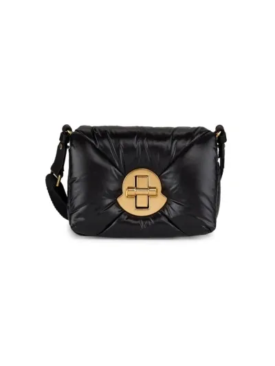 Moncler Mini Puf Leather Crossbody Bag In Black