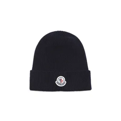 Moncler Wool Beanie In Blue