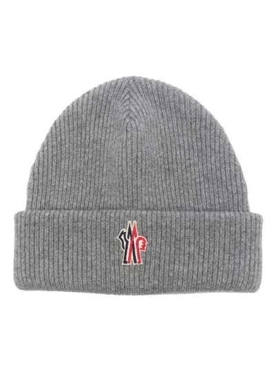 Moncler Wool Beanie Hat In Grey