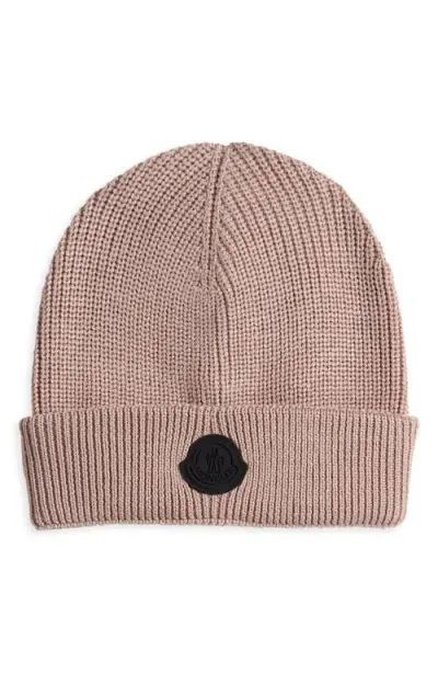 Moncler Wool Blend Beanie In Brown