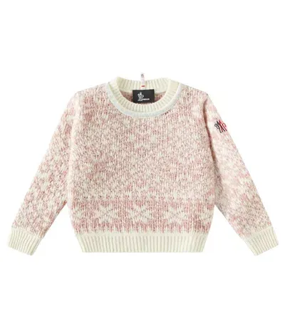 Moncler Kids' Wool-blend Bouclé Sweater In Pink