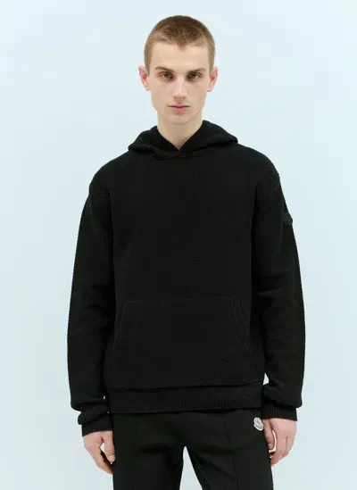 Moncler Logo-intarsia Wool And Cashmere-blend Hoodie In Black