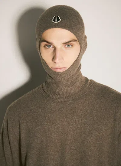 Moncler X Rick Owens Wool And Cashmere Balaclava In Brown