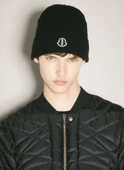 Moncler X Rick Owens Ribbed Beanie In Black