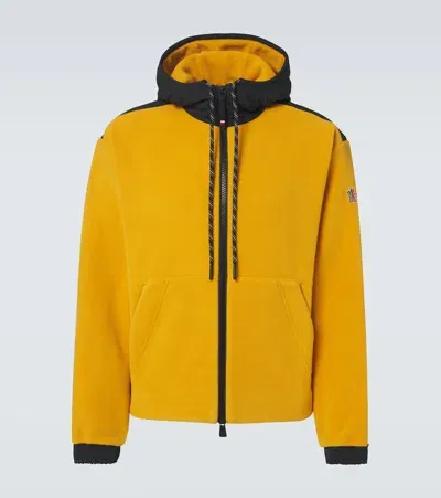 Moncler Zip-up Fleece Hoodie In Yellow