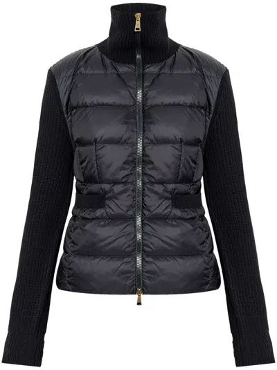 Moncler Padded Zipped Cardigan In Black