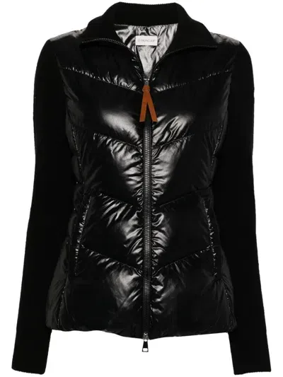 Moncler Cardigan Con Zip In Black