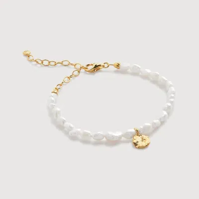 Monica Vinader Capri Keshi Pearl Beaded Pendant Bracelet In White