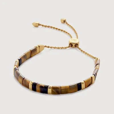 Monica Vinader Gold Delphi Gemstone Friendship Bracelet Tigers Eye In 褐色