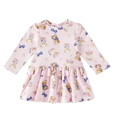 Monnalisa Baby Free Time Printed Dress In Pink