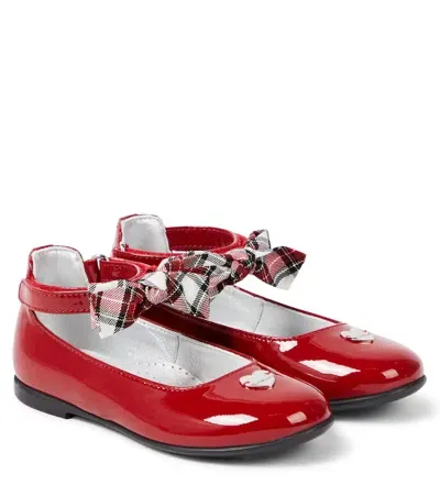 Monnalisa Kids' Bow-detail Patent Leather Ballet Flats In Red