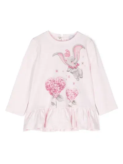 Monnalisa Babies' Dumbo-print Cotton T-shirt In Pink