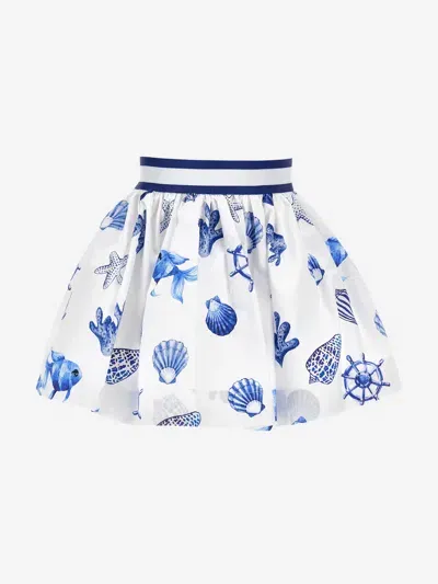 Monnalisa Kids' Graphic-print Pleated Skirt In White