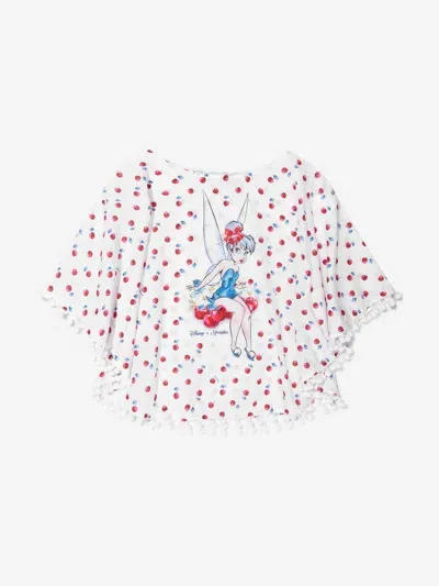 Monnalisa Kids' Printed Cotton Muslin Poncho In White