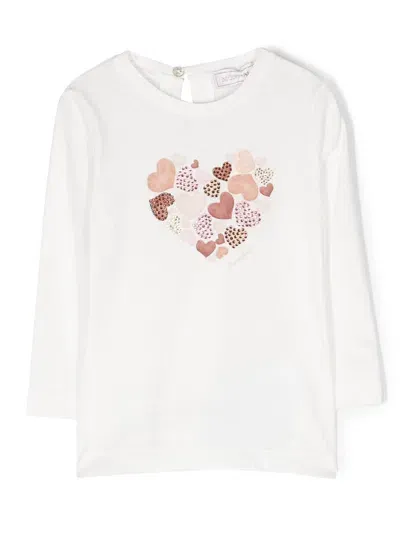 Monnalisa Babies' Graphic-print Cotton T-shirt In White