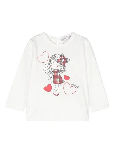 Monnalisa Babies' Graphic-print Cotton T-shirt In White