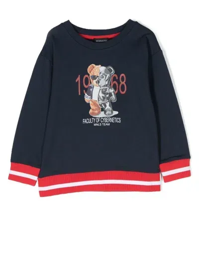 Monnalisa Kids' Graphic-print Long-sleeve Sweatshirt In Blue