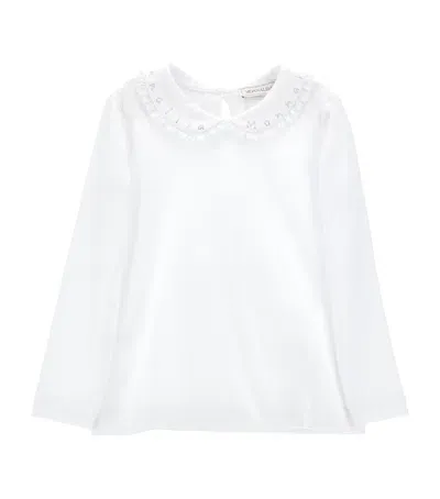 Monnalisa Kids' Logo Collar Nadine Blouse In White