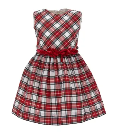 Monnalisa Kids' Taffeta Tartan Pinafore Dress In Red