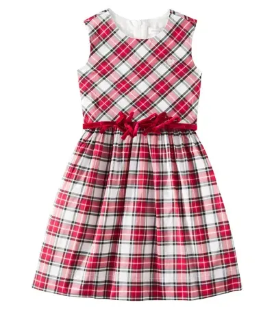 Monnalisa Kids' Tartan Gathered Dress In Red