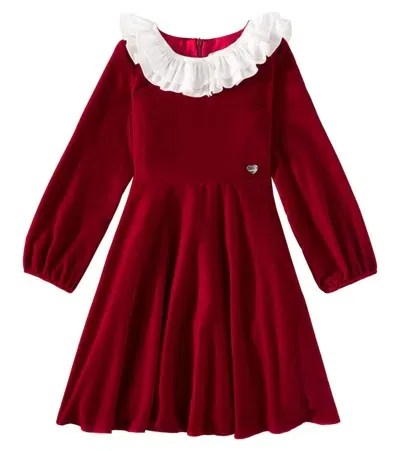 Monnalisa Kids' Velvet Dress In Red