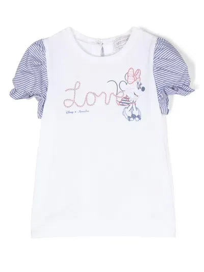 Monnalisa Babies' X Disney T-shirt Mit Grafischem Print In White