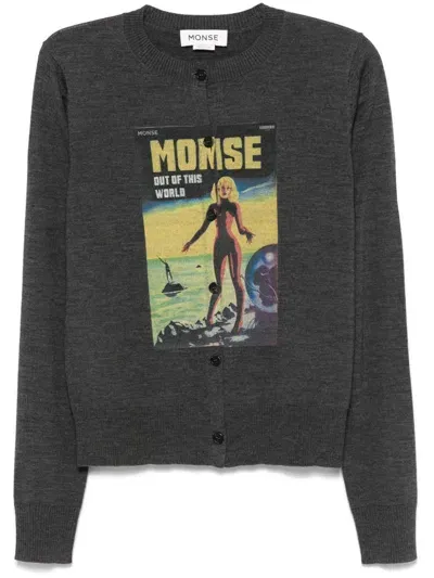 Monse Lady-print Cardigan In Grey