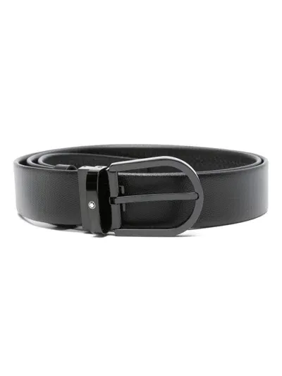 Montblanc Horseshoe-buckle Leather Belt In Black