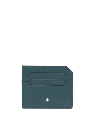 Montblanc Leather Card Holder In Blue